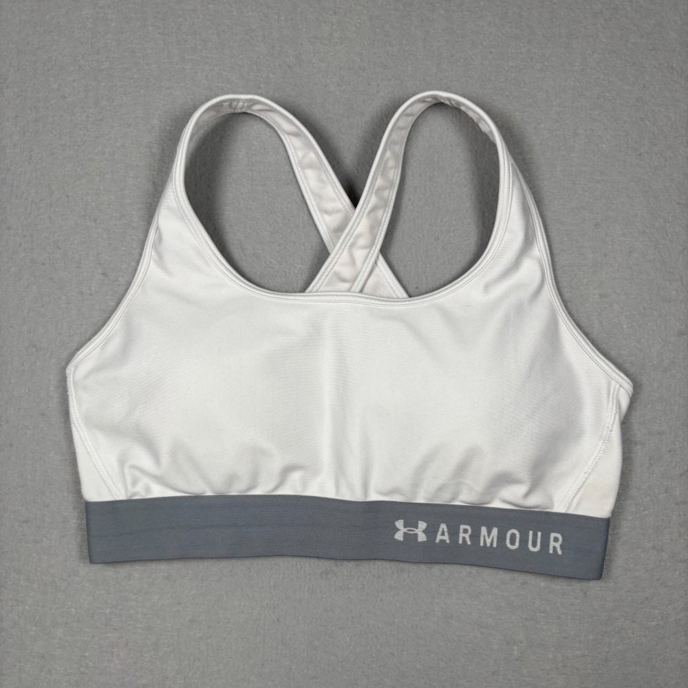 Under Armour Women's Compression Crossback Sports Bra Padded White Size Large
